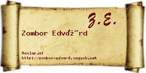 Zombor Edvárd névjegykártya